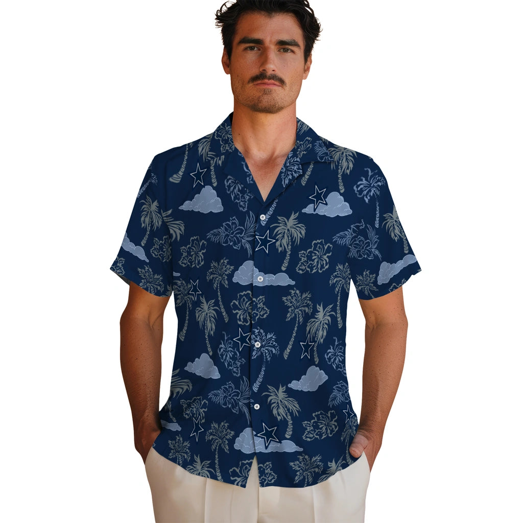 Dallas Cowboys Hawaiian Shirt - Palm And Clouds | Moonbestprint