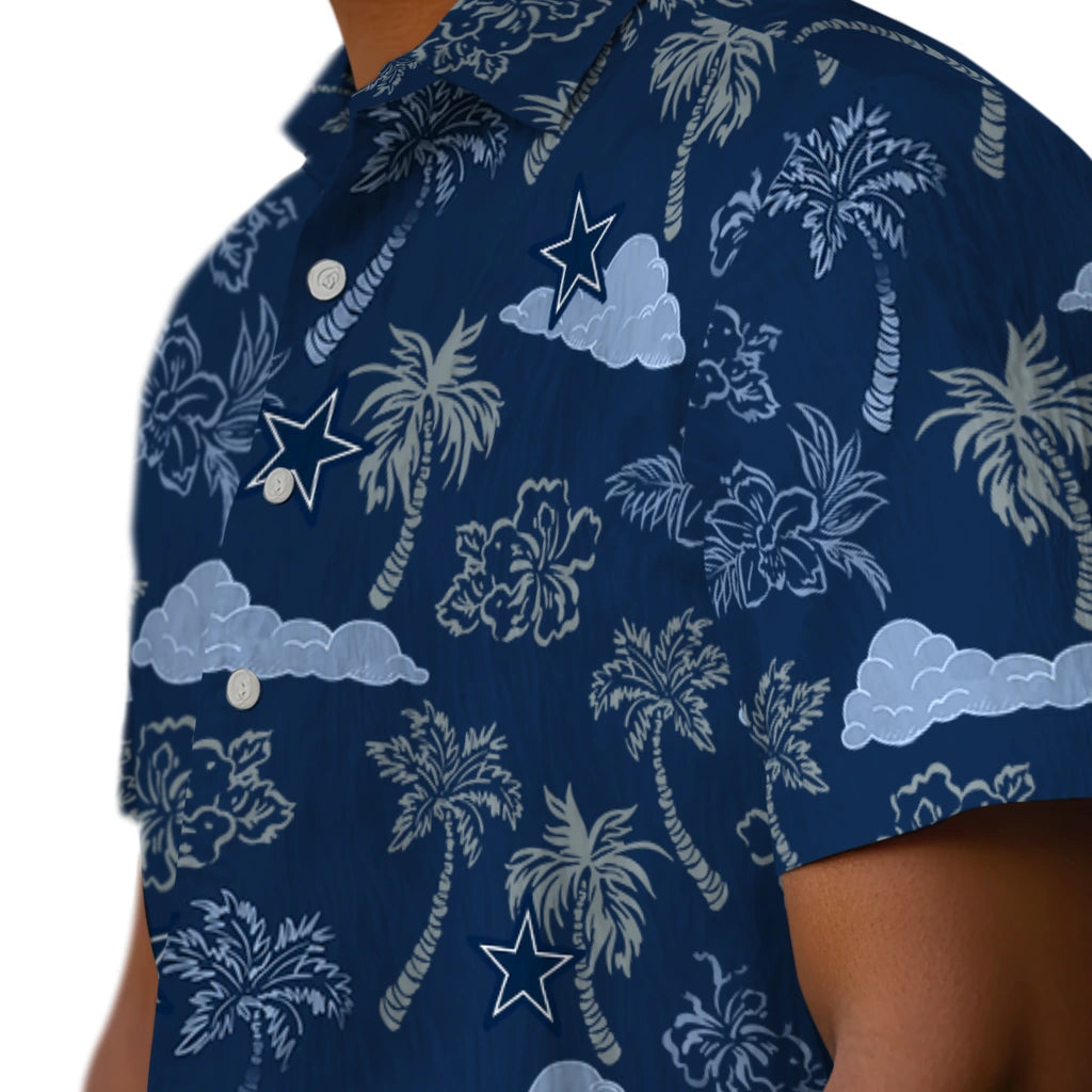 Dallas Cowboys Hawaiian Shirt - Palm And Clouds | Moonbestprint