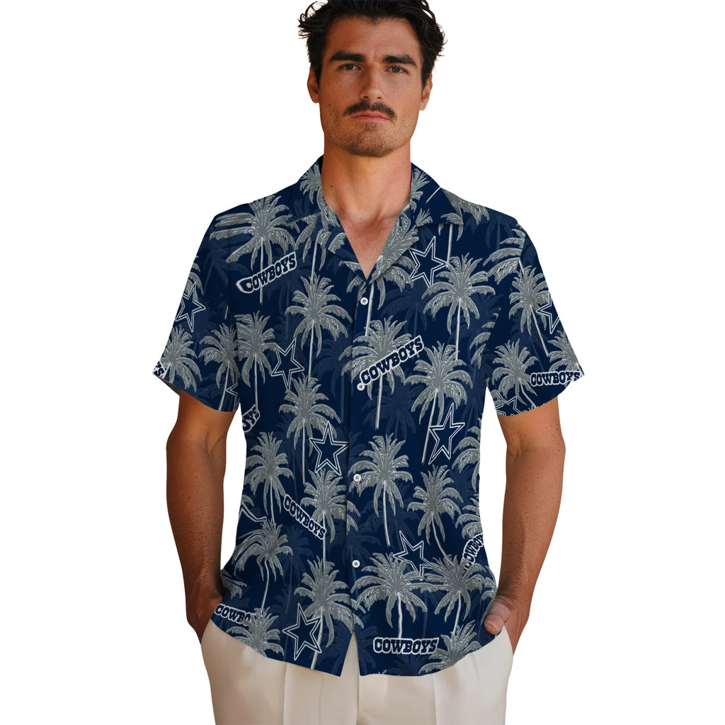 Dallas Cowboys Hawaiian Shirt - Palm Tree Motif | Moonbestprint