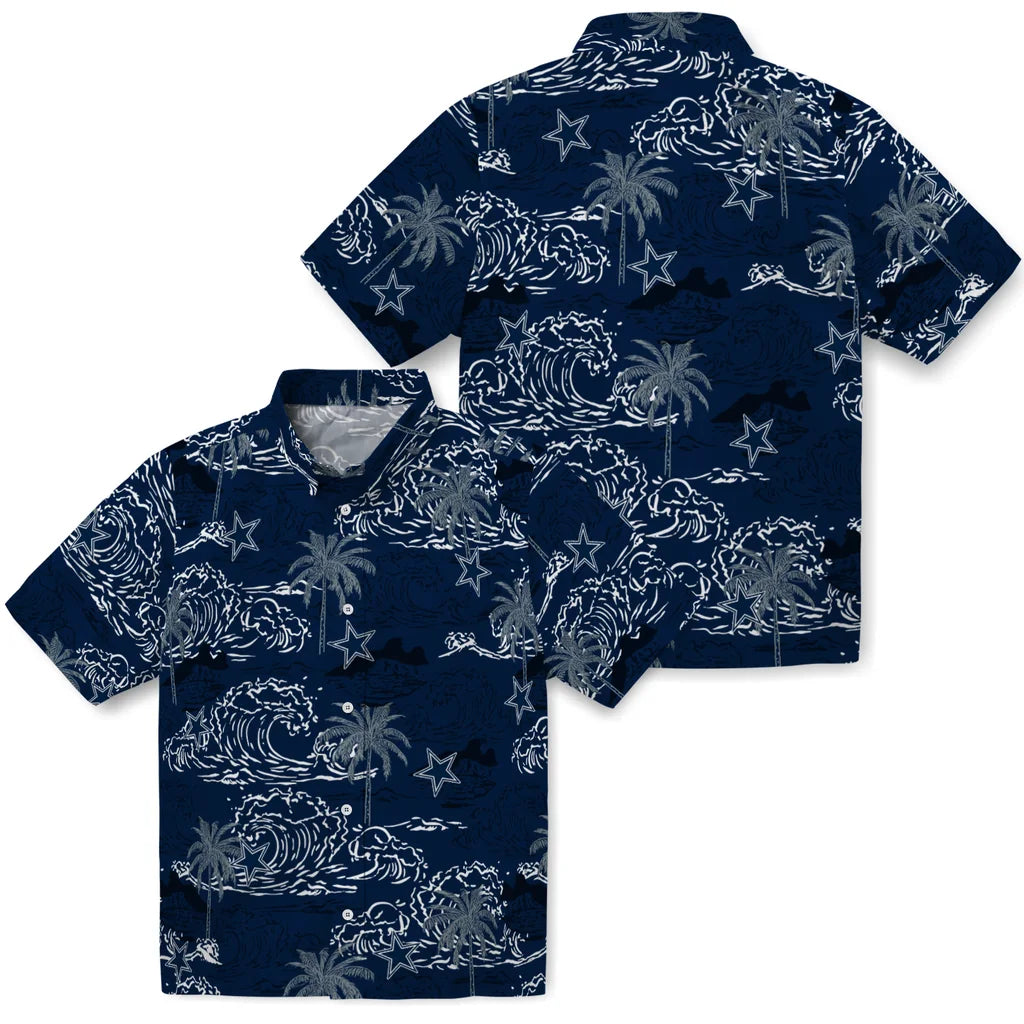 Dallas Cowboys Hawaiian Shirt - Wave Palm | Moonbestprint
