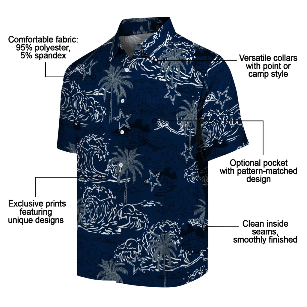 Dallas Cowboys Hawaiian Shirt - Wave Palm | Moonbestprint