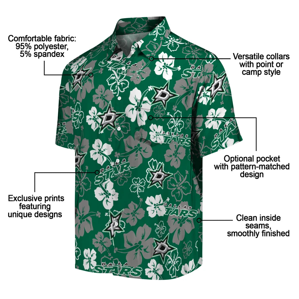 Dallas Stars Hibiscus Bloom Hawaiian Shirt – Moonbestprint
