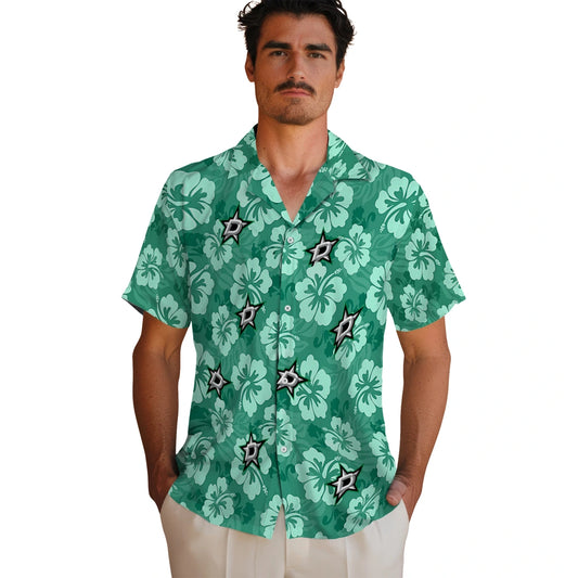 Dallas Stars Hawaiian Shirt - Hibiscus Cluster | Moonbestprint