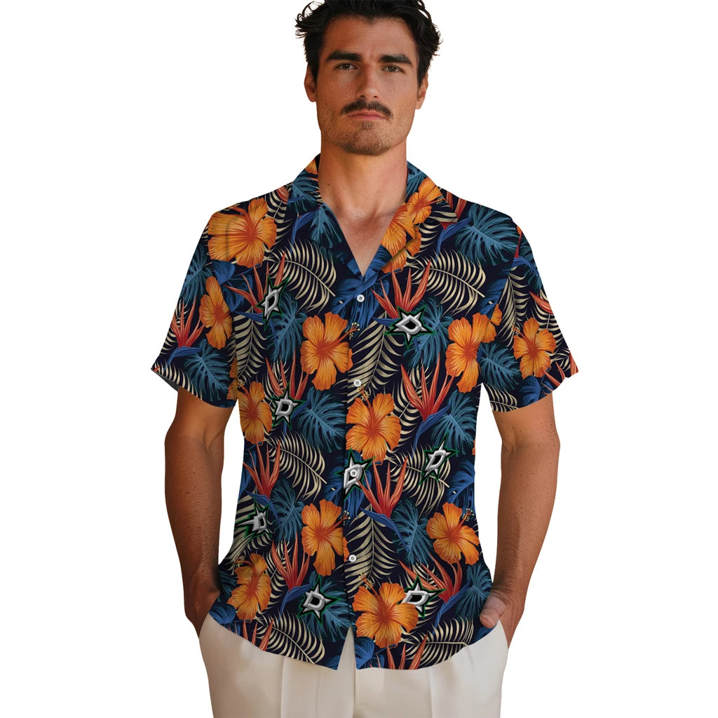 Dallas Stars Hawaiian Shirt - Hibiscus Foliage | Moonbestprint