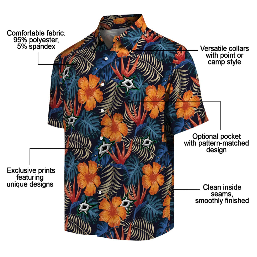 Dallas Stars Hawaiian Shirt - Hibiscus Foliage | Moonbestprint