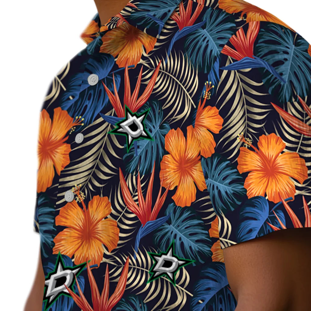Dallas Stars Hawaiian Shirt - Hibiscus Foliage | Moonbestprint