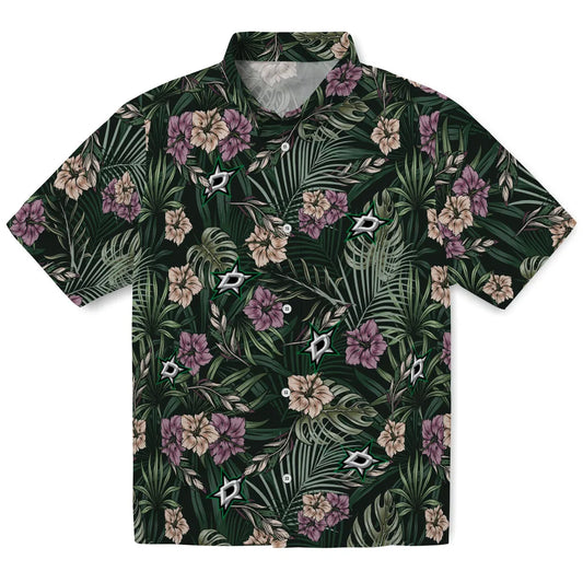 Dallas Stars Hawaiian Shirt - Hibiscus Leaves Pattern | Moonbestprint