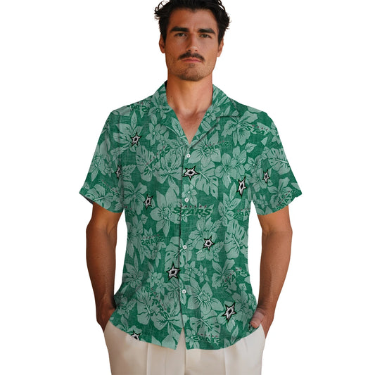 Dallas Stars Hawaiian Shirt - Hibiscus Oasis | Moonbestprint
