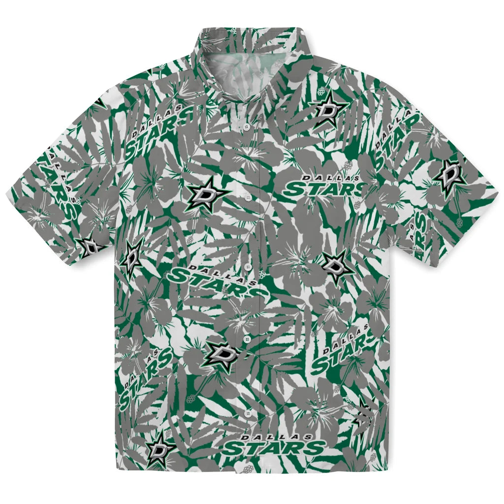 Dallas Stars Hawaiian Shirt - Hibiscus Overlay | Moonbestprint