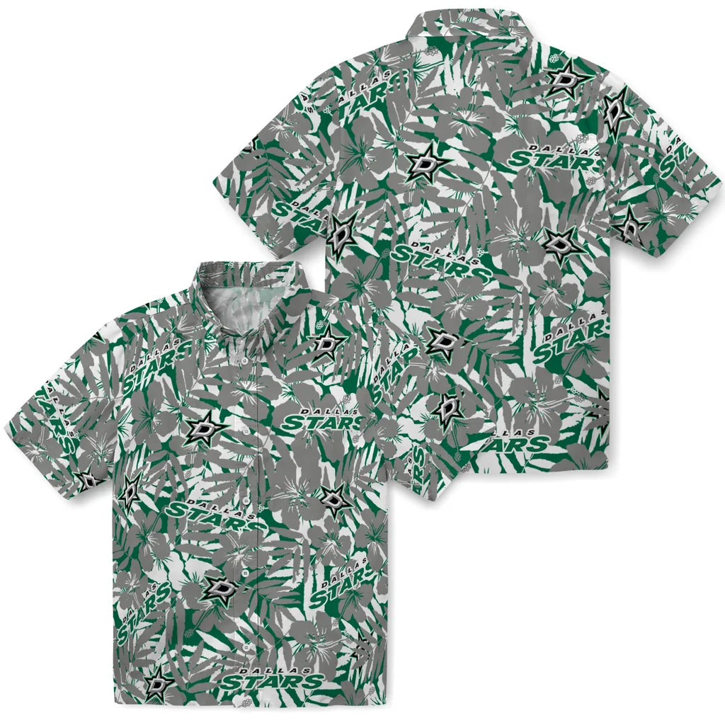 Dallas Stars Hawaiian Shirt - Hibiscus Overlay | Moonbestprint