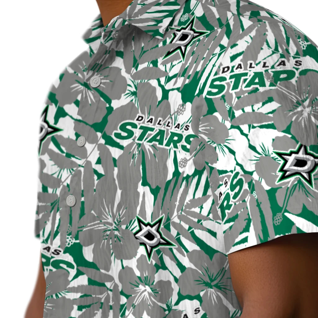 Dallas Stars Hawaiian Shirt - Hibiscus Overlay | Moonbestprint