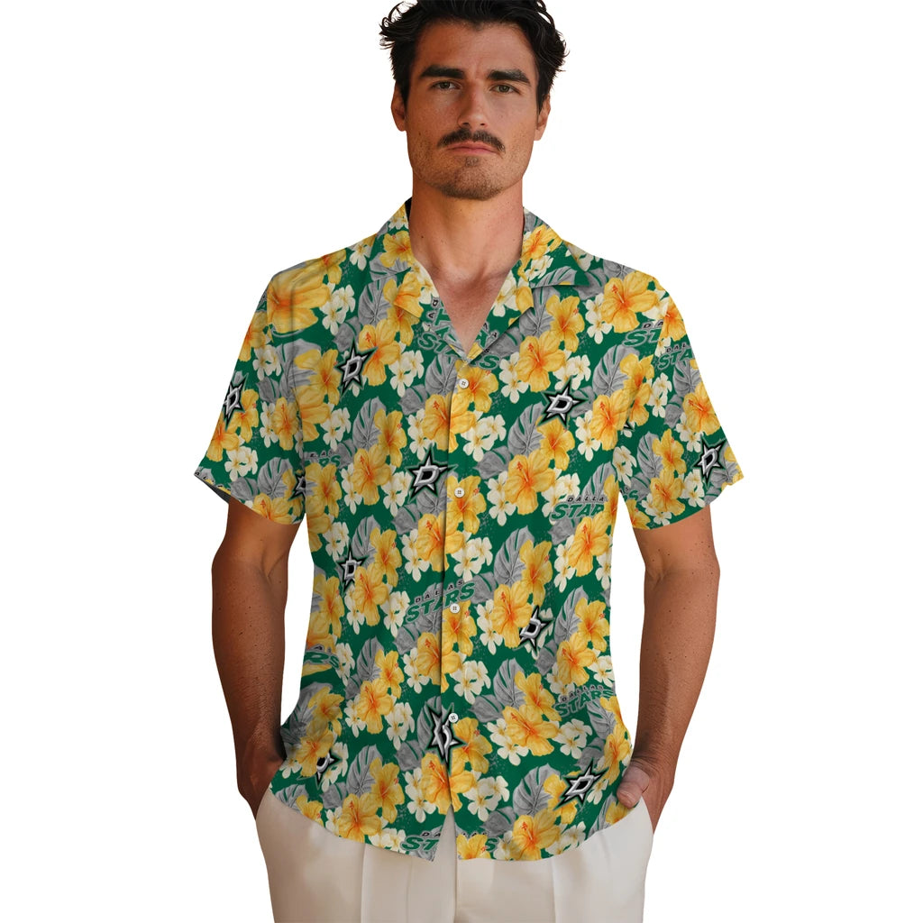 Dallas Stars Hawaiian Shirt - Hibiscus Tropics | Moonbestprint