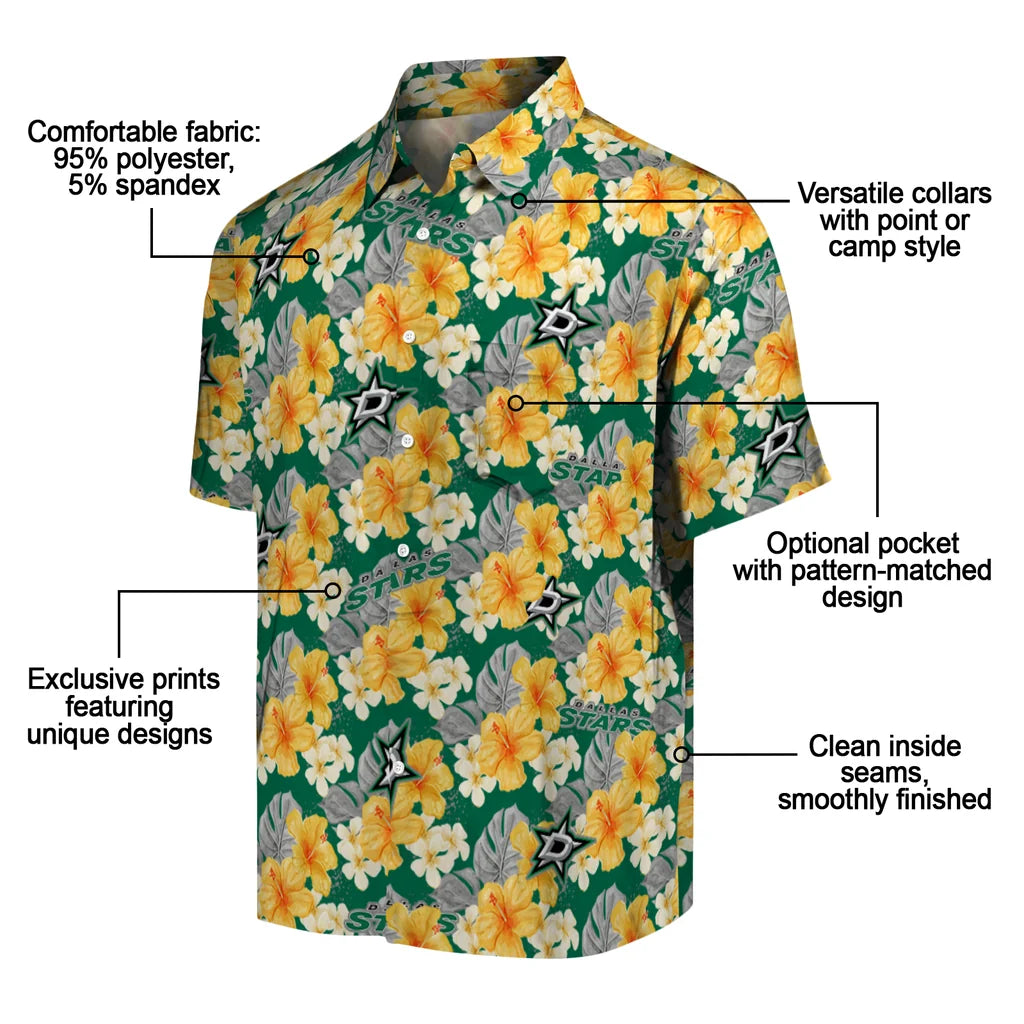 Dallas Stars Hawaiian Shirt - Hibiscus Tropics | Moonbestprint