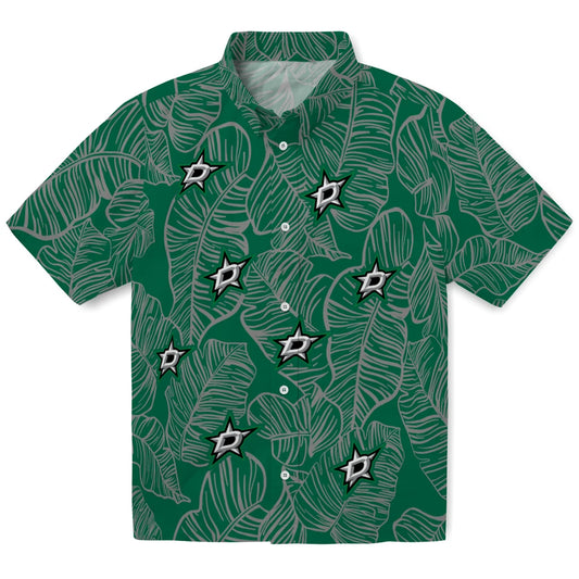 Dallas Stars Hawaiian Shirt - Leaf Outline | Moonbestprint