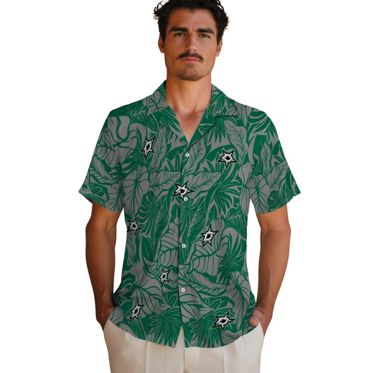 Dallas Stars Hawaiian Shirt - Monstera Layer | Moonbestprint