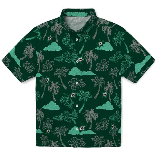 Dallas Stars Hawaiian Shirt - Palm And Clouds | Moonbestprint