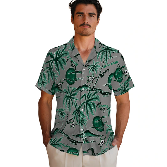 Dallas Stars Hawaiian Shirt - Palm Sunset | Moonbestprint