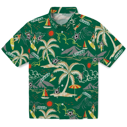 Dallas Stars Hawaiian Shirt - Palm Tree Island | Moonbestprint