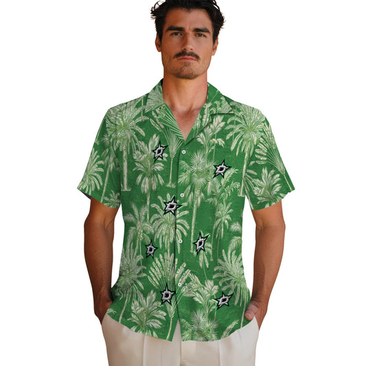 Dallas Stars Hawaiian Shirt - Vintage Palm Tree | Moonbestprint