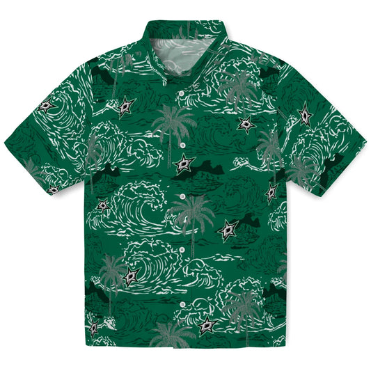 Dallas Stars Hawaiian Shirt - Wave Palm | Moonbestprint