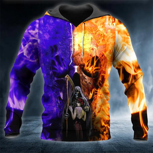 Dead Kiss Mixed Colors Skull 3D All Over Print Hoodie -Moonbestprint