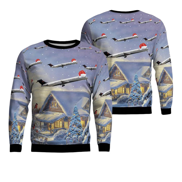 Delta Air Lines McDonnell Douglas MD-88 Christmas Sweater 3D ? Usalast