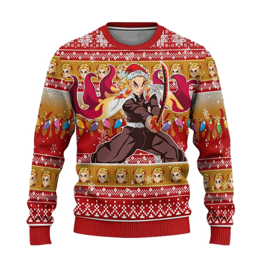 Demon Slayer Kyojuro Rengoku Anime Ugly Christmas Sweater Xmas Gift ? Usalast
