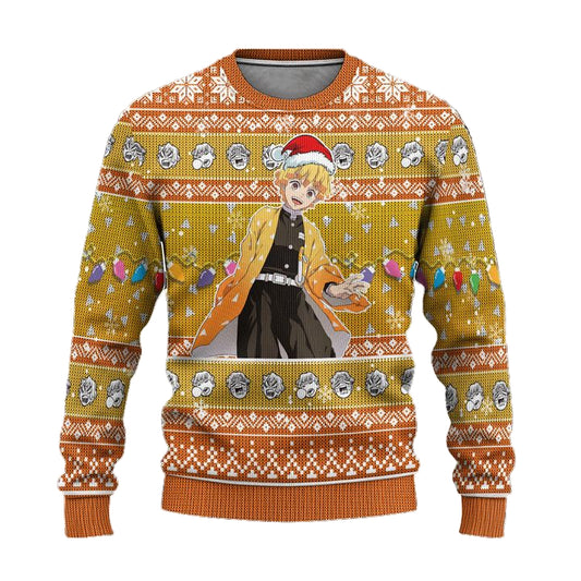 Demon Slayer Zenitsu Agatsuma Anime Ugly Christmas Sweater Xmas Gift ? Usalast