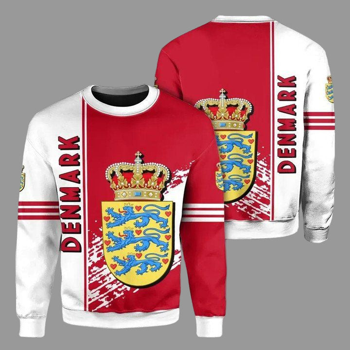 Denmark Coat Of Arms Sweater Quarter Style J7 ? Usalast