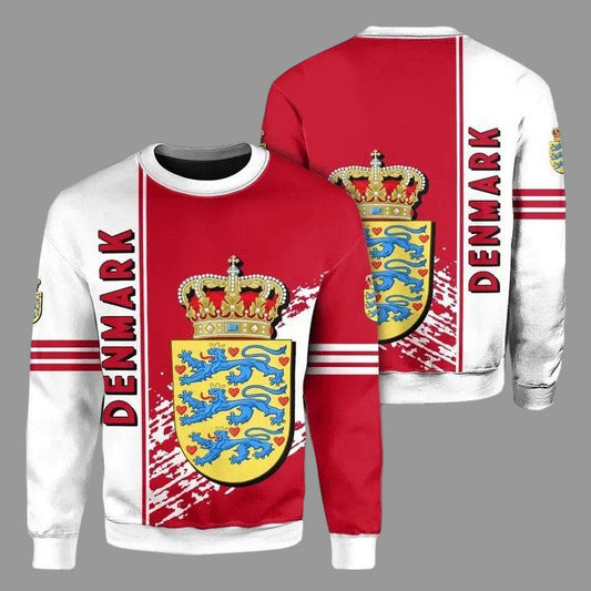 Denmark Coat Of Arms Sweater Quarter Style J7 ? Usalast