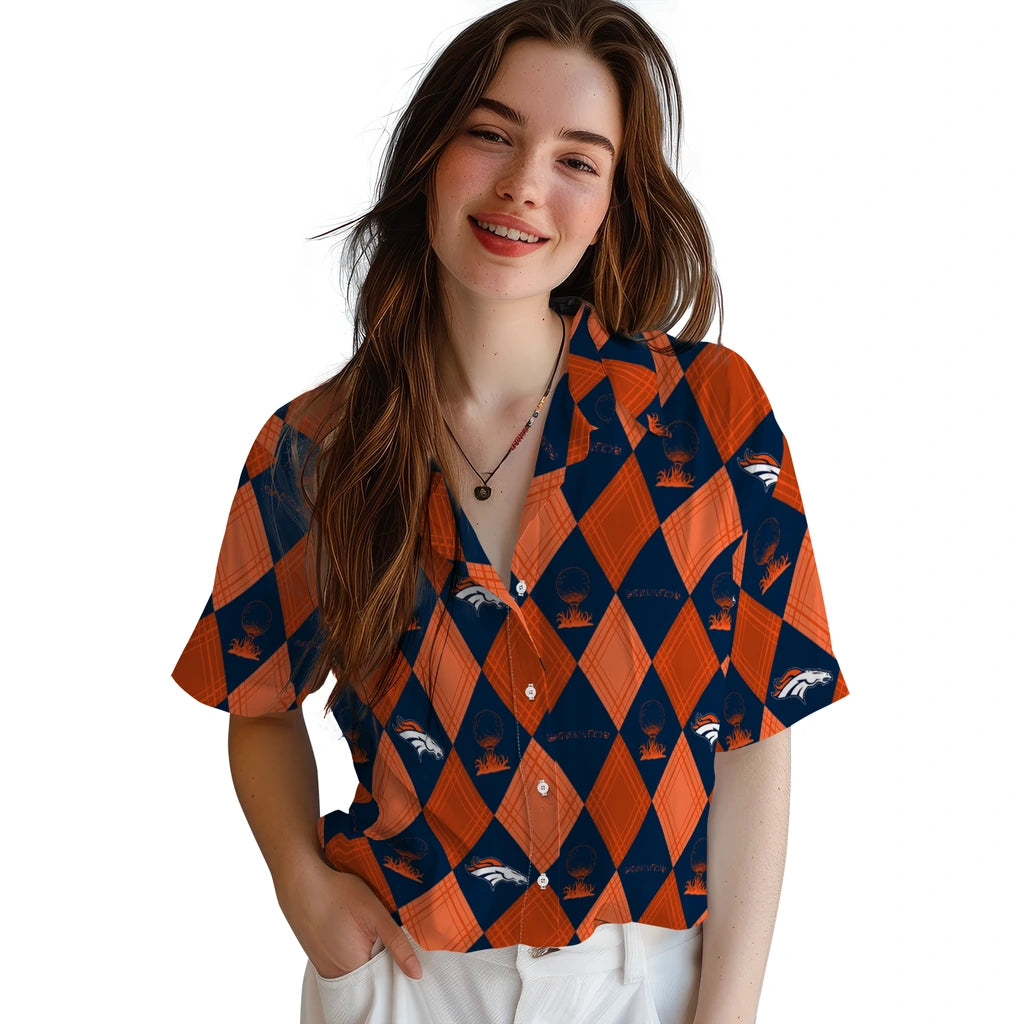 Denver Broncos Hawaiian Shirt - Golfing Plaid | Moonbestprint