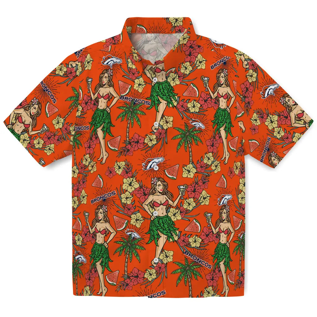 Denver Broncos Hawaiian Shirt - Hawaiian Girls Design | Moonbestprint