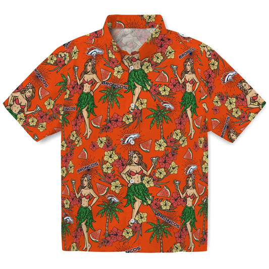Denver Broncos Hawaiian Shirt - Hawaiian Girls Design | Moonbestprint