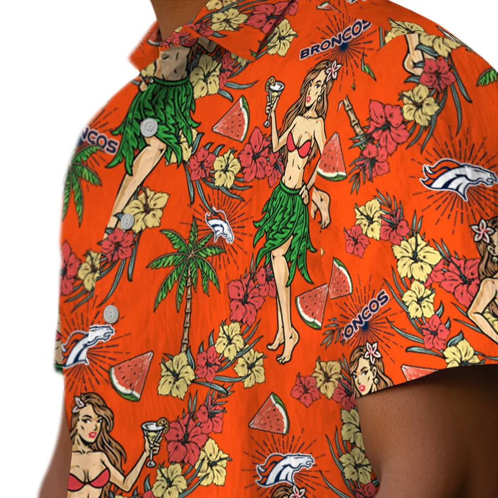 Denver Broncos Hawaiian Shirt - Hawaiian Girls Design | Moonbestprint