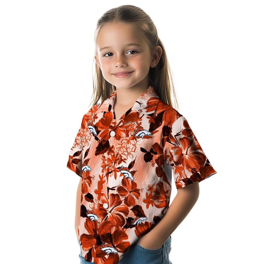 Denver Broncos Hawaiian Shirt - Hibiscus Arrangement | Moonbestprint