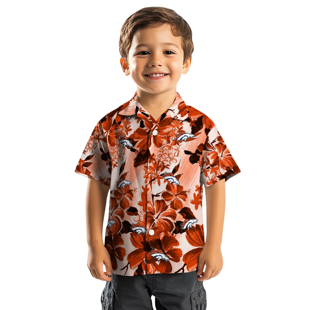 Denver Broncos Hawaiian Shirt - Hibiscus Arrangement | Moonbestprint