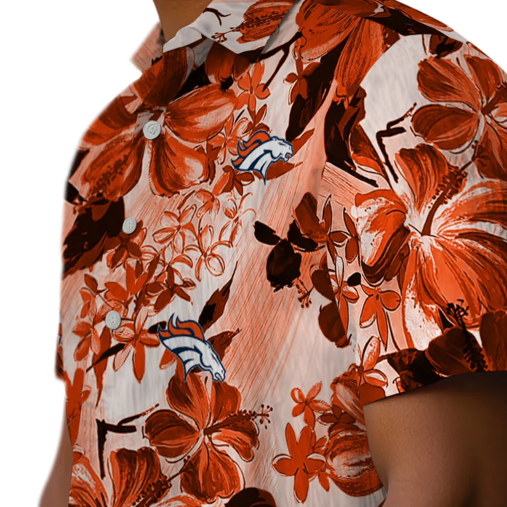 Denver Broncos Hawaiian Shirt - Hibiscus Arrangement | Moonbestprint