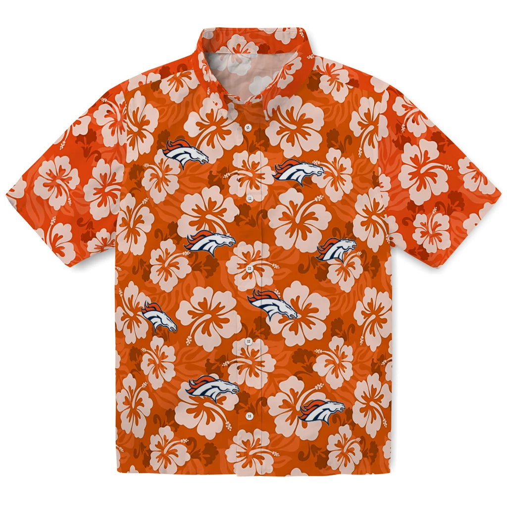 Denver Broncos Hawaiian Shirt - Hibiscus Cluster | Moonbestprint