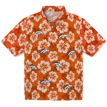 Denver Broncos Hawaiian Shirt - Hibiscus Cluster | Moonbestprint
