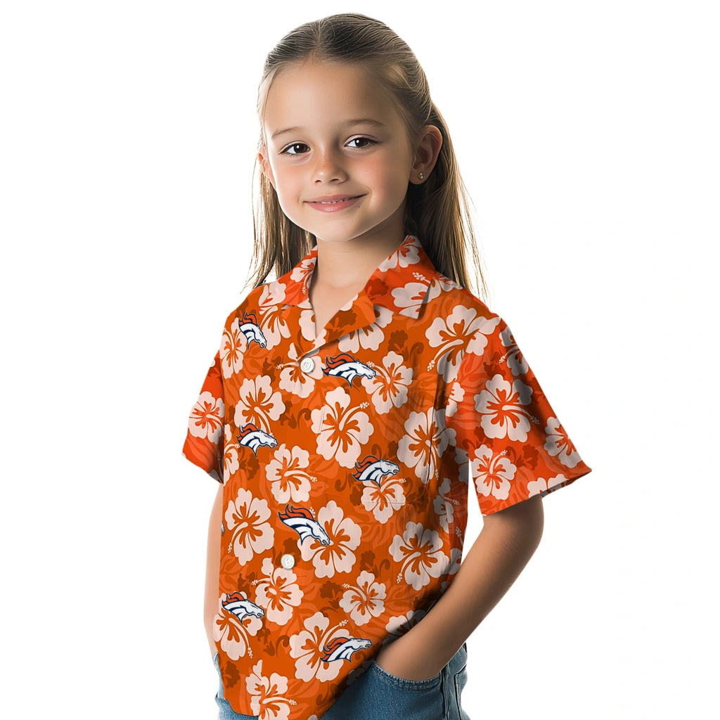 Denver Broncos Hawaiian Shirt - Hibiscus Cluster | Moonbestprint