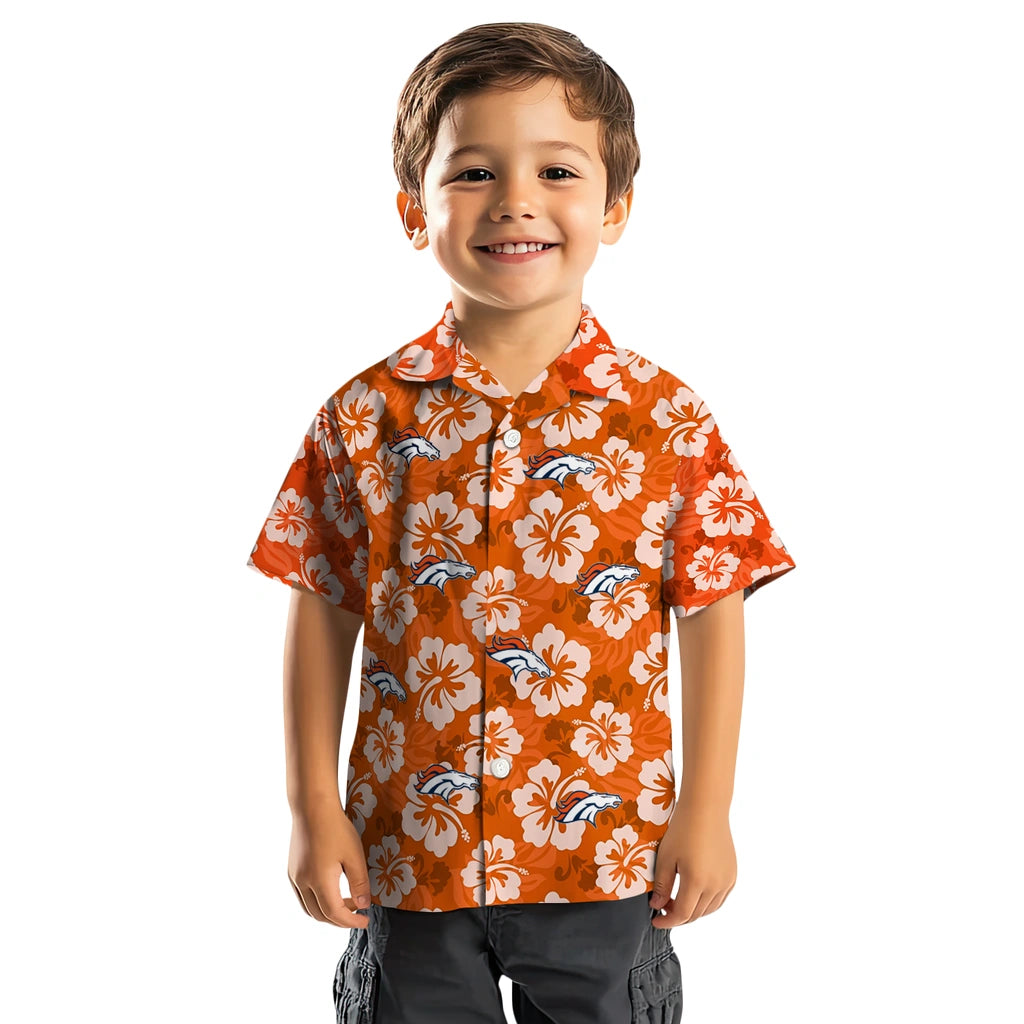 Denver Broncos Hawaiian Shirt - Hibiscus Cluster | Moonbestprint