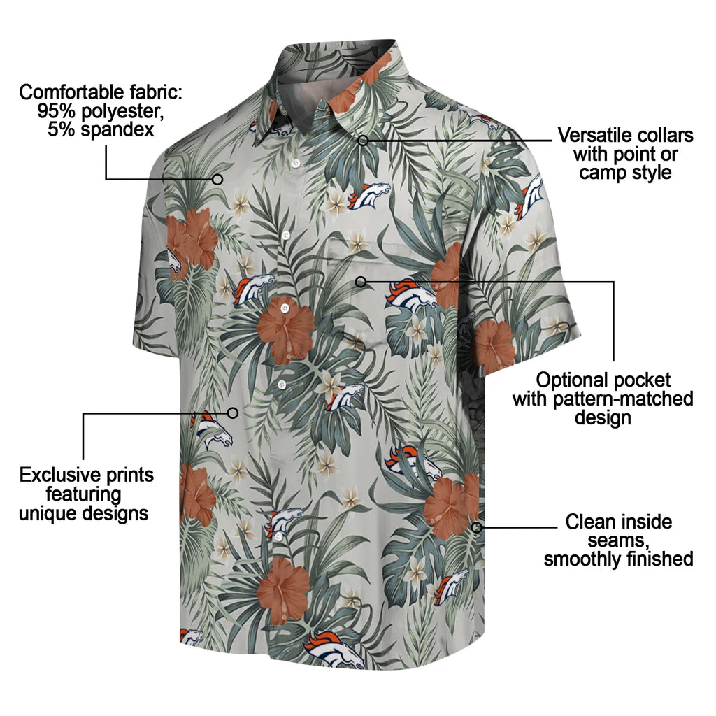 Denver Broncos Hawaiian Shirt - Hibiscus Designs | Moonbestprint