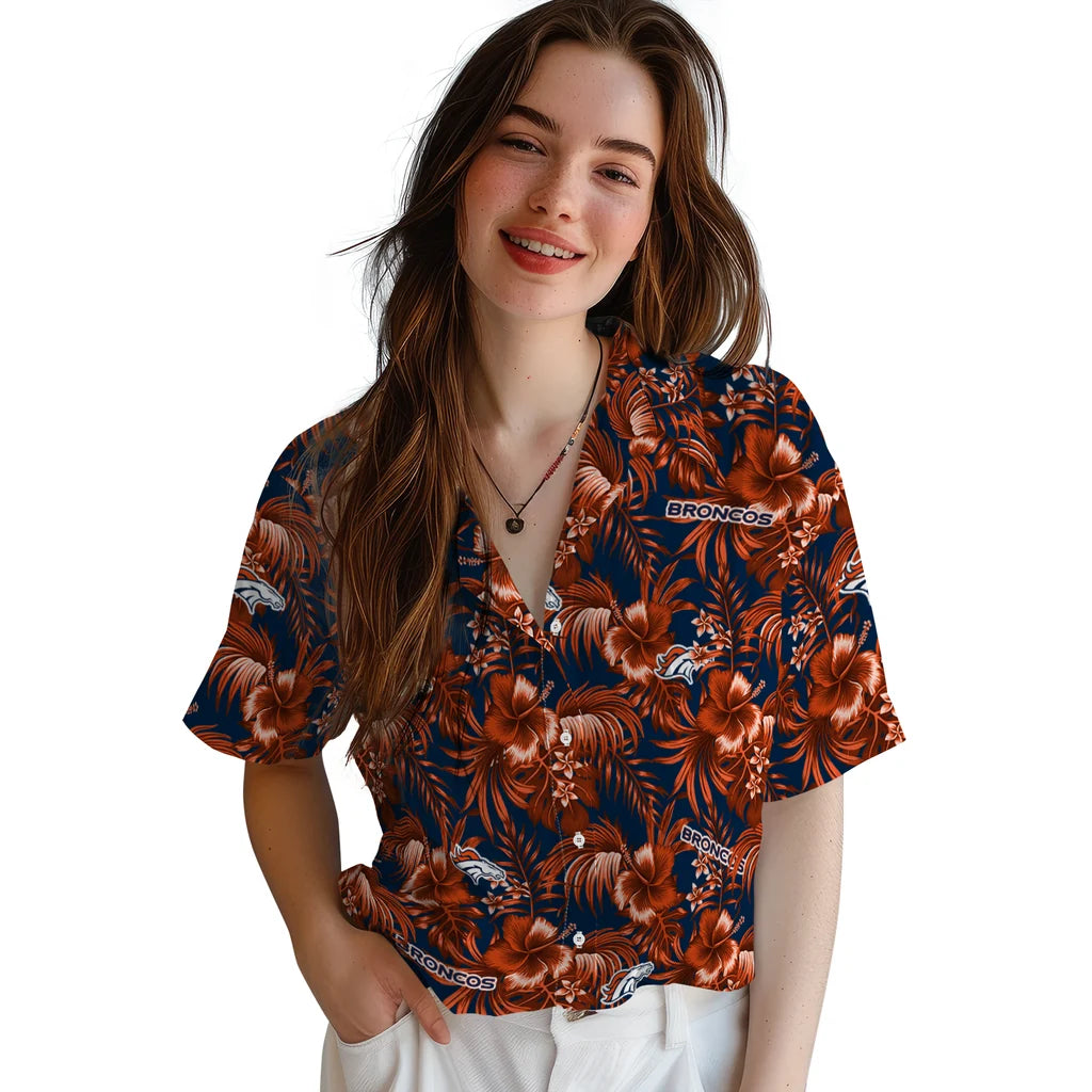 Denver Broncos Hawaiian Shirt - Hibiscus Exotic | Moonbestprint