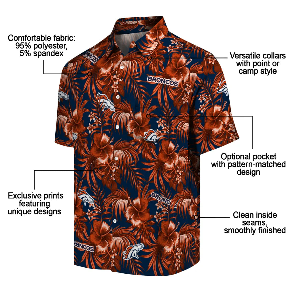 Denver Broncos Hawaiian Shirt - Hibiscus Exotic | Moonbestprint