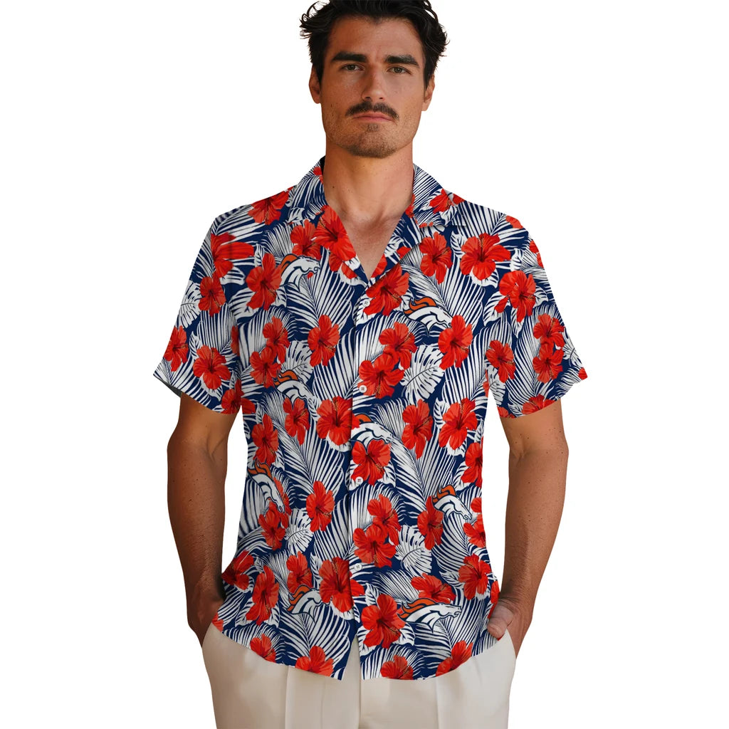 Denver Broncos Hawaiian Shirt - Hibiscus Fiesta | Moonbestprint