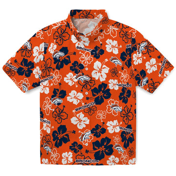 Denver Broncos Hawaiian Shirt - Hibiscus Flower Design | Moonbestprint