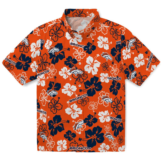 Denver Broncos Hawaiian Shirt - Hibiscus Flower Design | Moonbestprint