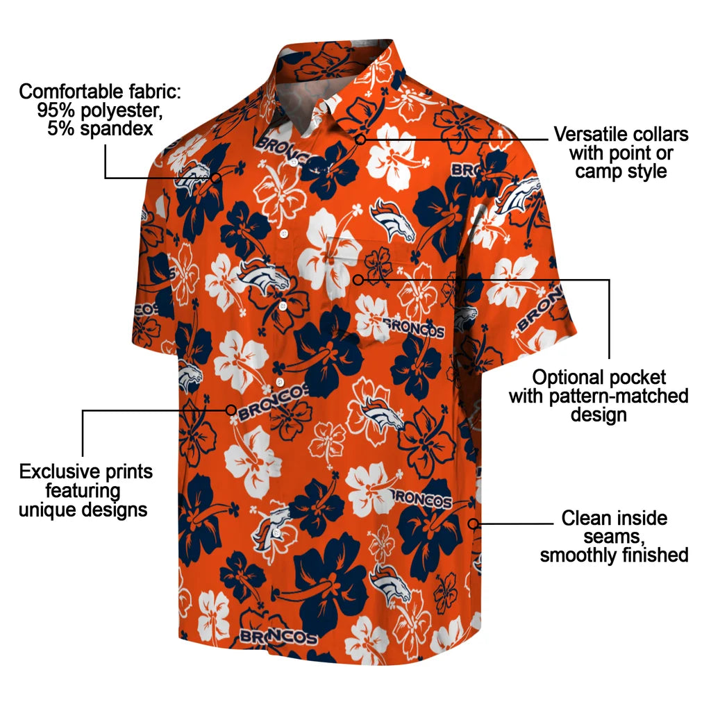 Denver Broncos Hawaiian Shirt - Hibiscus Flower Design | Moonbestprint
