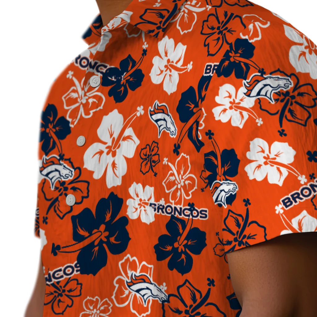 Denver Broncos Hawaiian Shirt - Hibiscus Flower Design | Moonbestprint