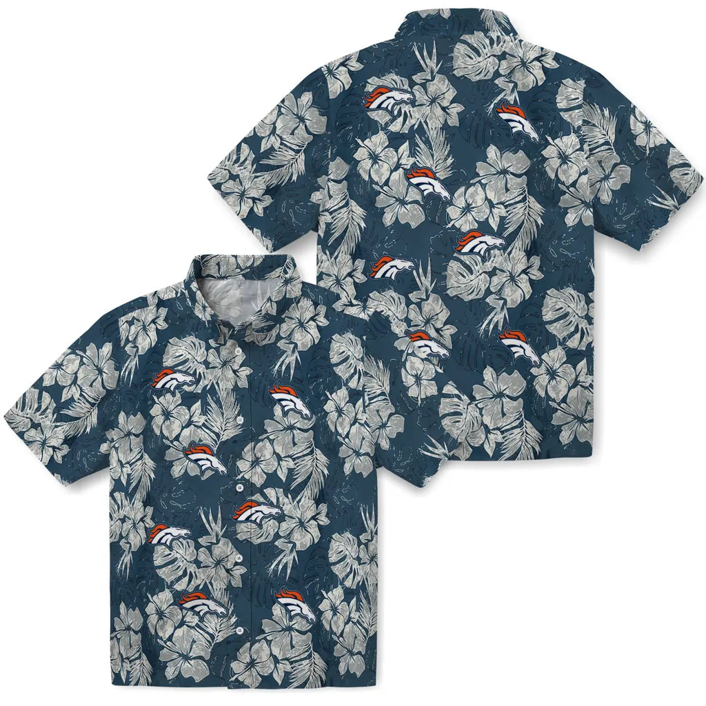 Denver Broncos Hawaiian Shirt - Hibiscus Flowers | Moonbestprint